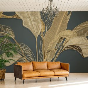 Big Autumn Leaves Modern Design Removable Wallpaper