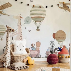 Vintage Hot Air Balloons, Animals Wallpaper