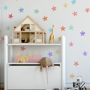84 Pieces Watercolor Stars Removable Peel n Stick Wall Decal