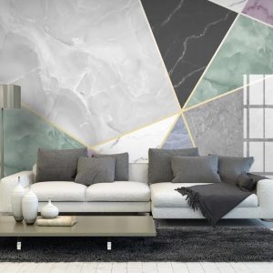 Geometric Triangle Shapes Marble Removable Wallpaper