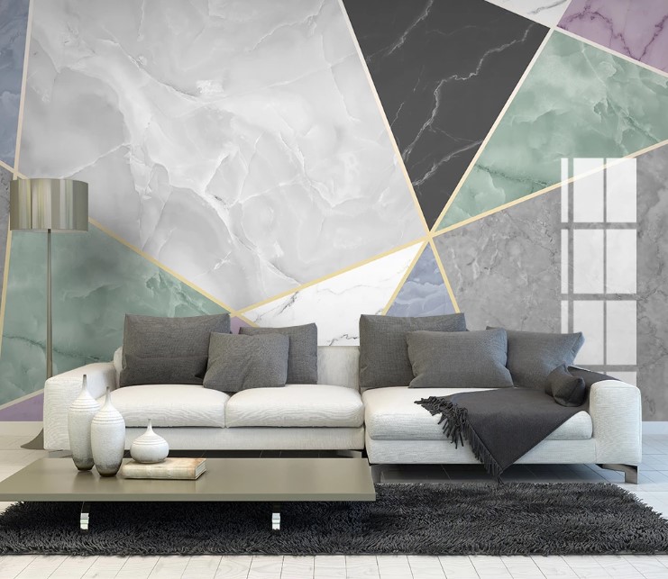 Geometric Triangle Shapes Marble Removable Wallpaper 3 Geometric Triangle Shapes Marble Removable Wallpaper