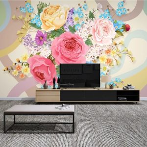 Garden Flowers Floral Pattern Colorful Roses Removable Wallpaper