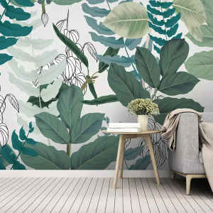 Tropical Leaves Drawing Exotic Leaf Removable Wallpaper