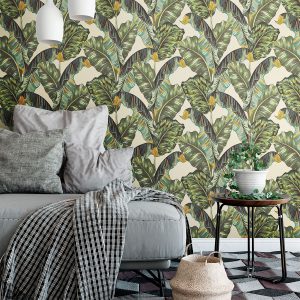 Vintage Banana Leaves Nostalgic Removable Wallpaper