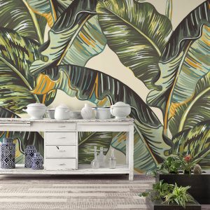 Vintage Banana Leaves Nostalgic Removable Wallpaper