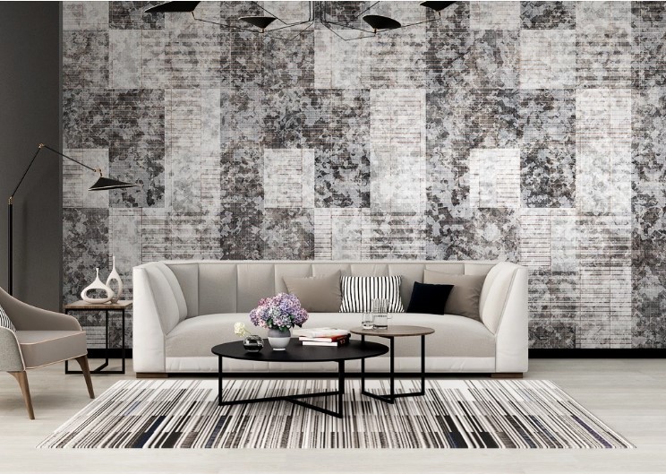 Geometric Square Gray Abstract Design Removable Wallpaper 3 Geometric Square Gray Abstract Design Removable Wallpaper