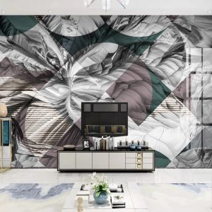 Abstract Square Design Gray White Background Removable Wallpaper