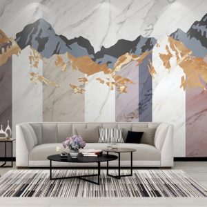 Mountains Artistic Design Marble Background Scandinavian Removable Wallpaper