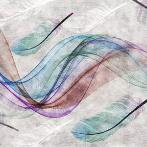 Colorful Feathers Abstract Drawing Bohemian Removable Wallpaper