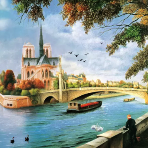 Watercolor Historical City View Ancient Architecture Removable Wallpaper
