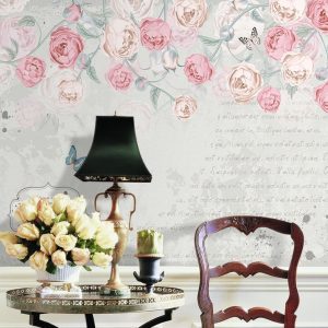 Victorian Grand Florals Pink Vine Flower Bohemian Removable Wallpaper