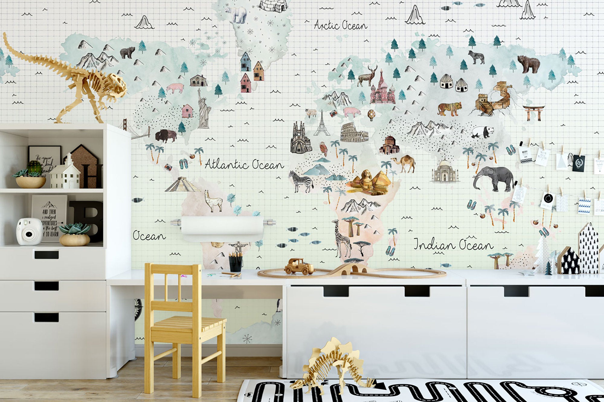 Soft World Map Little Animals and Famous Landmarks Wallpaper 4 Soft World Map Little Animals and Famous Landmarks Wallpaper