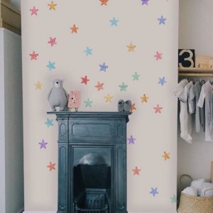 84 Pieces Watercolor Stars Removable Peel n Stick Wall Decal