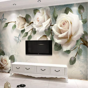 3D Cream Rose Nordic Flower REMOVABLE Wallpaper