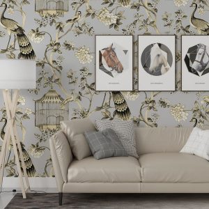 Vintage Bird Peacock Floral Removable Wallpaper