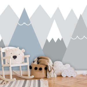 Triagle Blue Gray Row Of Mountains Removable Wallpaper