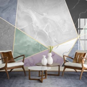 Geometric Triangle Shapes Marble Removable Wallpaper