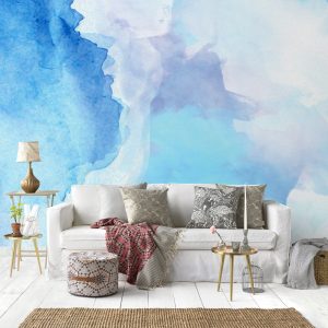 Brush Blue Splash Watercolor Painting Wallpaper