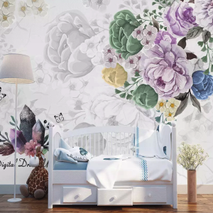 Purple Pastoral Vintage Flower Wallpaper