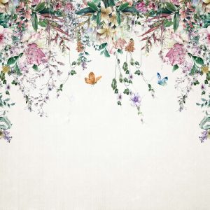 Colorful Flowers and Leaves Floral Removable Wallpaper