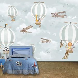 Hot Air Balloon Animals and Airplane Wallpaper