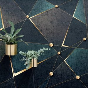 Dark and Golden Look Geometric Triangle and Trapezoid Removable Wallpaper