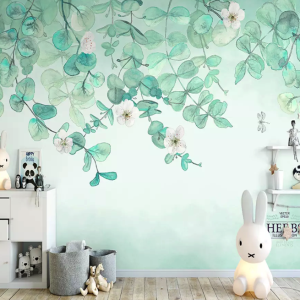 Nordic Leaf Plum Blossom Floral Wallpaper