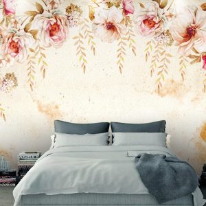 Pastel Pink Flower Vine Blossom Vintage Removable Wallpaper