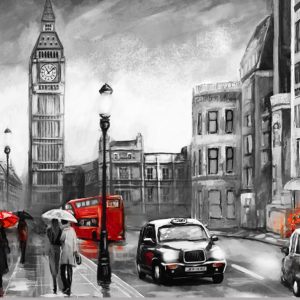 Monochrome Cityscape Charcoal City Landscape Wallpaper
