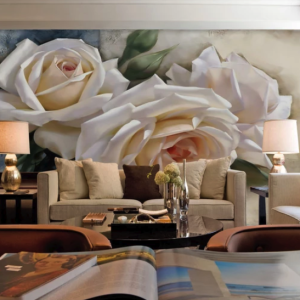 3D White Rose Nordic REMOVABLE Wallpaper