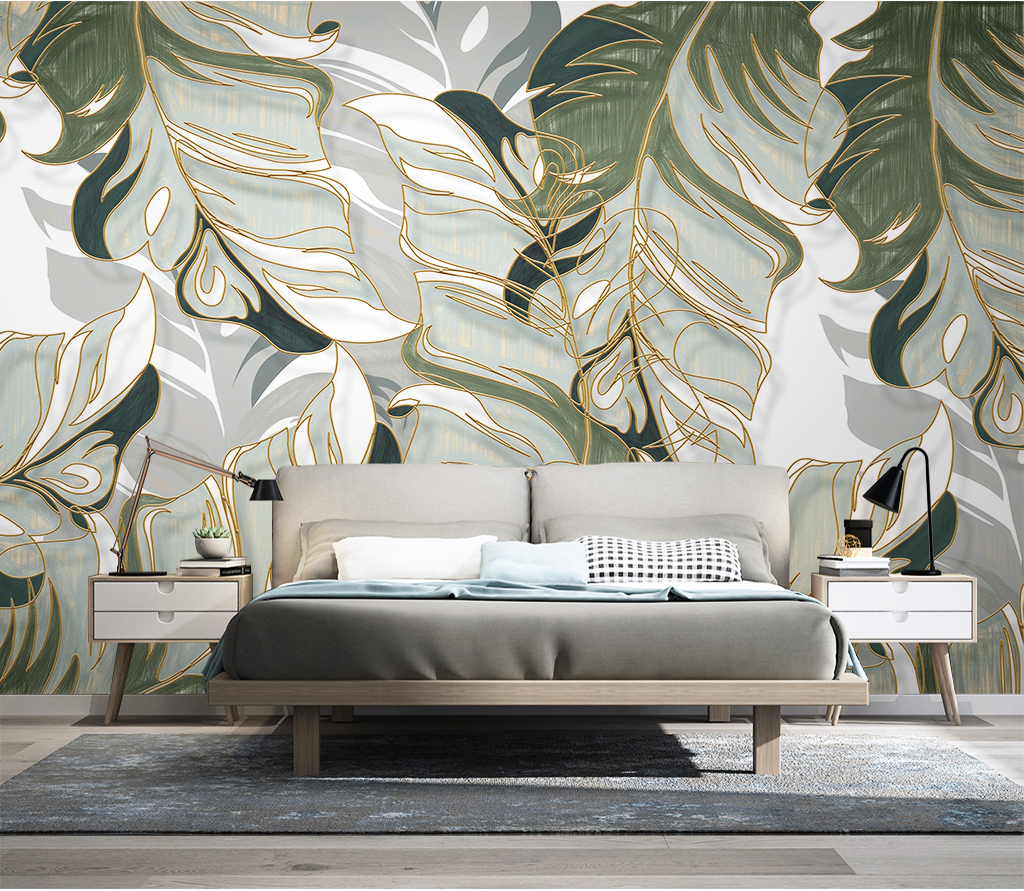 Leaf Abstract Modern Design Removable Wallpaper 4 Leaf Abstract Modern Design Removable Wallpaper