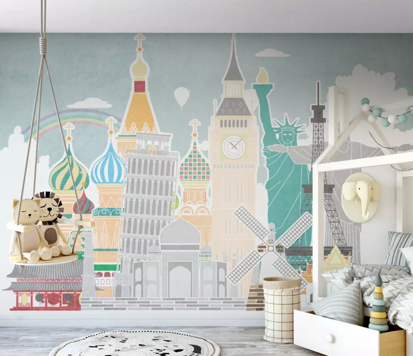 Kids Historical Places Rainbow Removable Wallpaper 2 Kids Historical Places Rainbow Removable Wallpaper