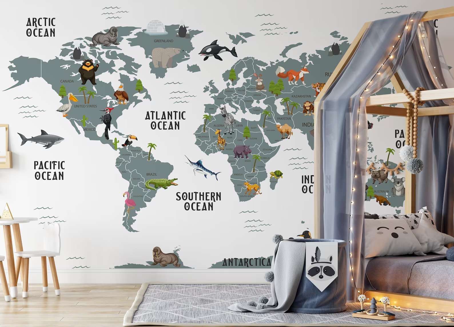 Kids World Map Wildlife Animals White Ocean Background Wallpaper 4 Kids World Map Wildlife Animals White Ocean Background Wallpaper