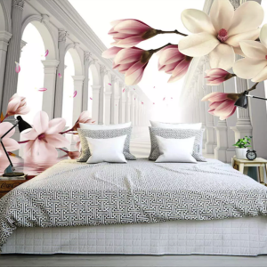 3D Magnolia Flower Abstract Column Wallpaper