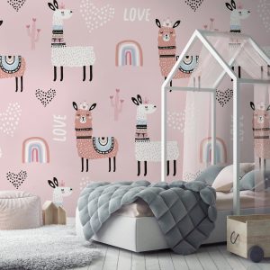 Kids Lamb Fancy Animal Rainbow Removable Wallpaper