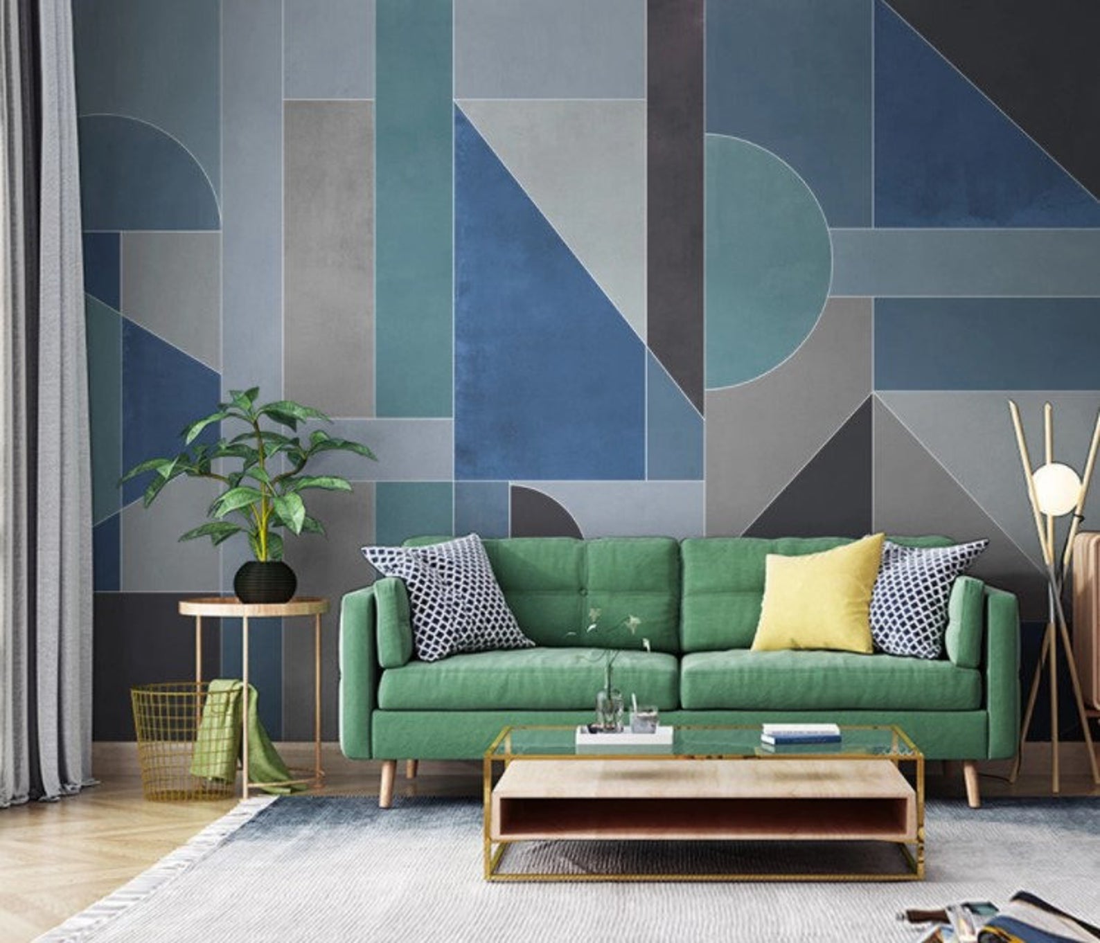 Geometric Shapes Half Circle Trapezoid Removable Wallpaper 2 Geometric Shapes Half Circle Trapezoid Removable Wallpaper