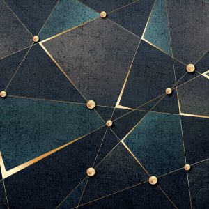 Dark and Golden Look Geometric Triangle and Trapezoid Removable Wallpaper