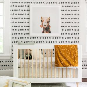 Watercolor Moon Crescent Fullmoon Pattern Removable Wallpaper