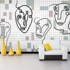 Abstract Art Design Human Face Minimalistic Scandinavian Removable Wallpaper