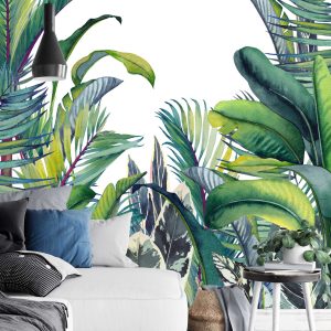 Tropical Banana Palm Trees Banana Leaves Removable Wallpaper