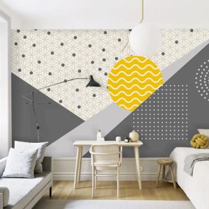 Modern Art Wavy Sun Geometric Pattern Removable Wallpaper