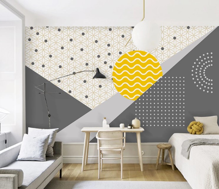 Modern Art Wavy Sun Geometric Pattern Removable Wallpaper 3 Modern Art Wavy Sun Geometric Pattern Removable Wallpaper