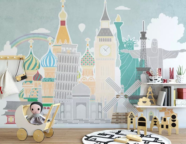 Kids Historical Places Rainbow Removable Wallpaper 1 Kids Historical Places Rainbow Removable Wallpaper