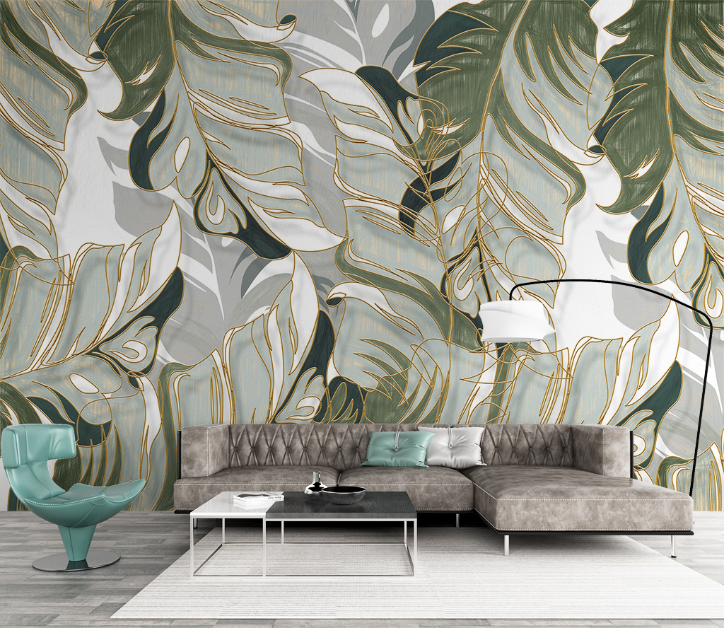 Leaf Abstract Modern Design Removable Wallpaper 5 Leaf Abstract Modern Design Removable Wallpaper
