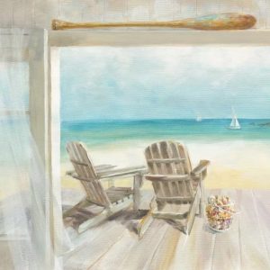 Beach Landscape Watercolor Painting Mediterranean Removable Wallpaper