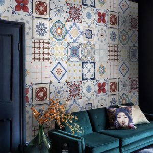 Retro Colorful Tile Mosaic Pattern Removable Wallpaper