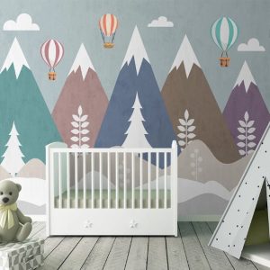 Colorful Triangle Snowy Row of Mountains Removable Wallpaper