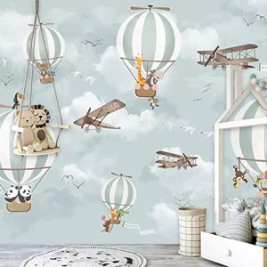 Hot Air Balloon Animals and Airplane Wallpaper
