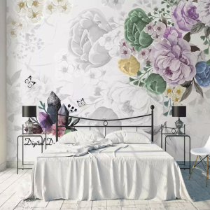 Purple Pastoral Vintage Flower Wallpaper