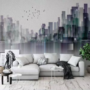 Dark Cityscape Skyscrapers Removable Wallpaper